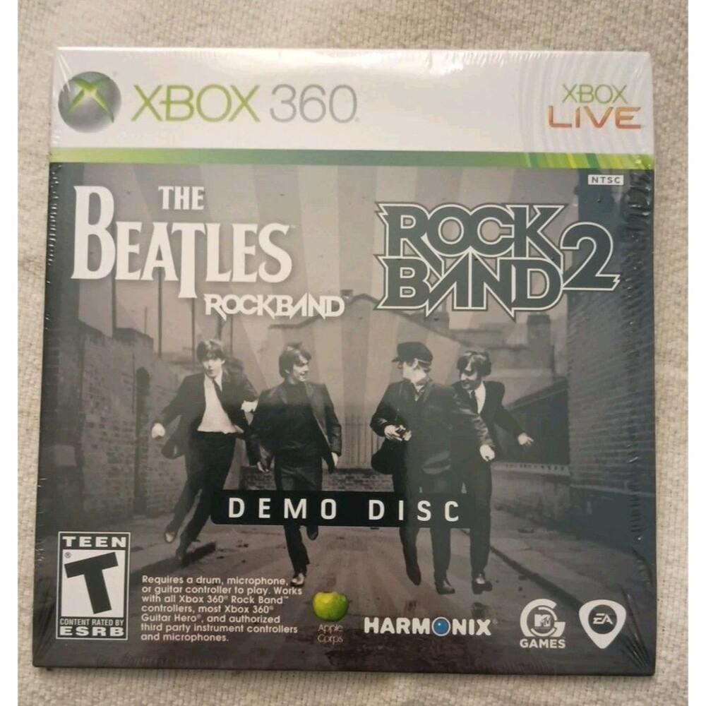 THE BEATLES ROCK BAND & ROCK BAND 2 DEMO DISC XBOX 360 NEW SEALED GAMESTOP PROMO